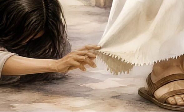 women touch jesus