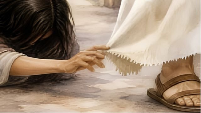 women touch jesus